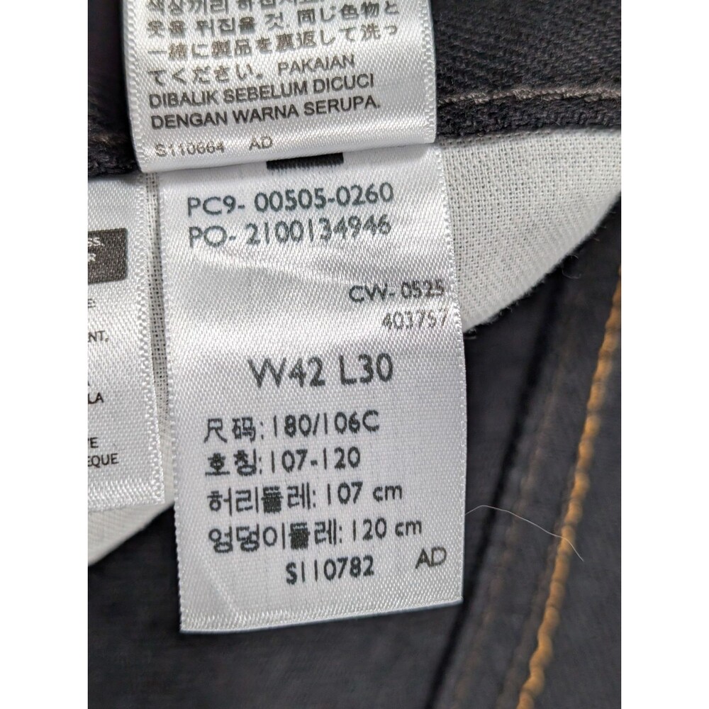 Levis 505 Black Jeans Mens 42x30 Straight Leg Dad Jean Workwear Casual - Picture 8 of 13